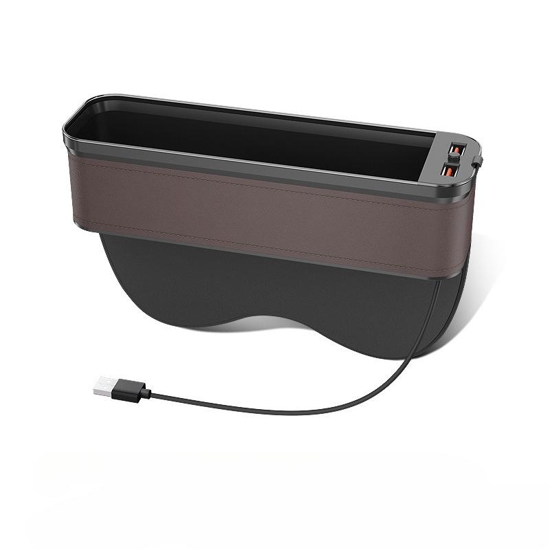 Car Seat Clip Gap Storage Box with Lamp Charging Interior Decor Storage Artifact Auto Supplies Seat Gap Filler Organizer