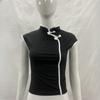European and American Summer Retro Chinese Style Niche Buckle Women's Slim Fit Cheongsam Collar Top