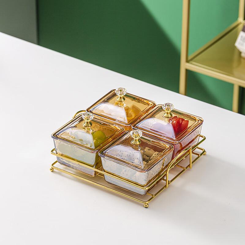 WUHE Glass Divided Fruit Plate with Lid