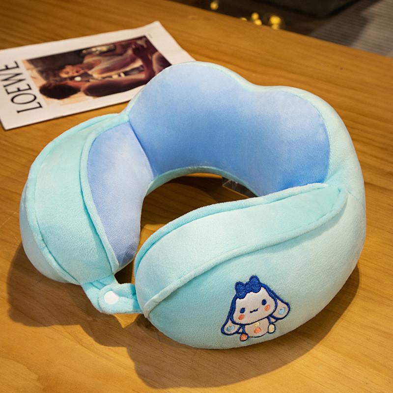 Cinnamoroll U-förmiges Reisekissen mit Wasserkristall-Samt für Büro- und Autonutzung