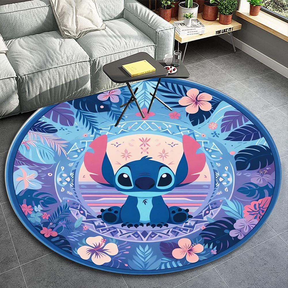 Tropical Stitch round Area Rug Non-Slip Washable Soft Circle Carpet for Living Room Bedroom Home Decor