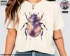 Watercolor Scarab Beetle Tee, Purple Gold Insect Art Shirt (100% Cotton)