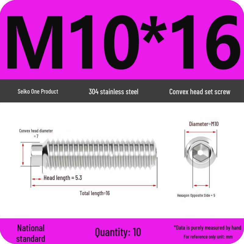 304 Stainless Steel Cup Point Grub Screw - Sizes M3 To M10