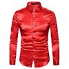 Men'S Solid Color Casual Shirt Men'S Fashionable Bright Face Lapel Long Sleeve Shirt