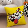Retro Cartoon American Game CCuphead Cushion Cover Throw Pillow Cover Hidden Button Durable Polyester Chair Cushion
