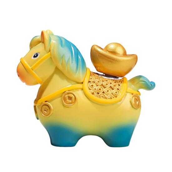 

Статуэтка лошади в китайском стиле, вращающаяся, золотой слиток, мешок удачи, цветок, медная монета, мультяшный пони, настольное украшение для фэн-шуй A