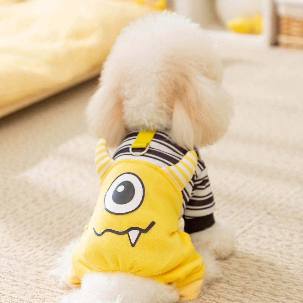 Puppy Dog Clothes Cute Big-eyed Monster Can Be Towed In Autumn Thin Small Dog Cat Teddy Pet Four-legged Coat