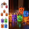 Großkapazitäts-Feiertagsgeschenkkörbe LED-Leuchtender Halloween-Eimer, Leuchtet im Dunkeln Süßes oder Saures Süßigkeiten-Themen-Party-Tischdekorationen Tasche