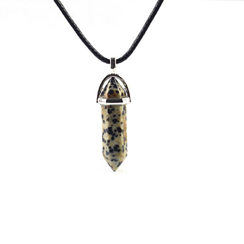 

Beautiful Natural Crystal Stone Necklace With Unique Hexagonal Pendant For Healing Black Spot