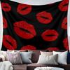 LooPoP Tapestry Wall Hanging Red Lip Tapestries Aesthetic Sexy Black Tapestry for Bedroom Living Room College Dorm Boys Girls Room Art Wall Decor
