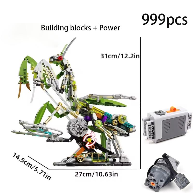 Technical Mechanical Mantis Insect Life Set With light Building Blocks Bricks Animal World Model Assembly Toys for Kid Gifts