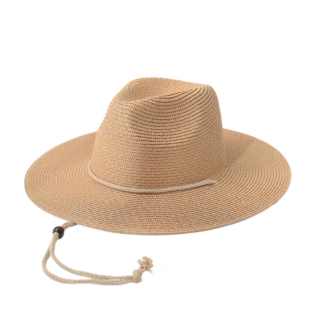 Spring and summer customized wide-brimmed straw hat sunscreen sunshade outdoor travel fashion flat top hat woven breathable sun hat