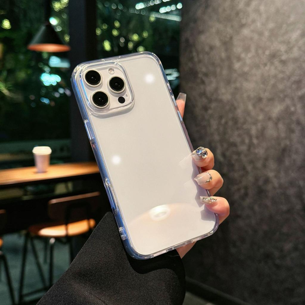 For Apple 17 Transparent 2-in-1 Phone Case Anti Drop for IPhone 16 ProMax Metal Button 15 Protective Cover