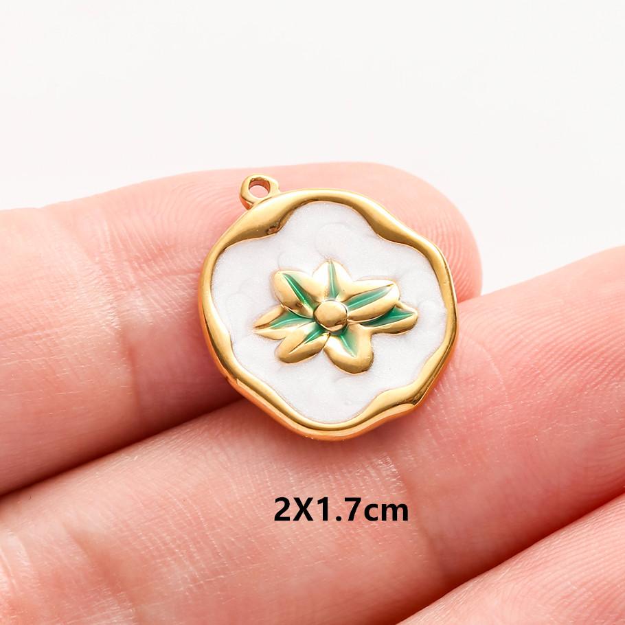 3 pezzi Ciondoli Fiore Eleganti Fatti a Mano a Goccia d'Olio Rosa Blu Acciaio Inossidabile Per Creazione Gioielli Collana Bracciale Portachiavi
