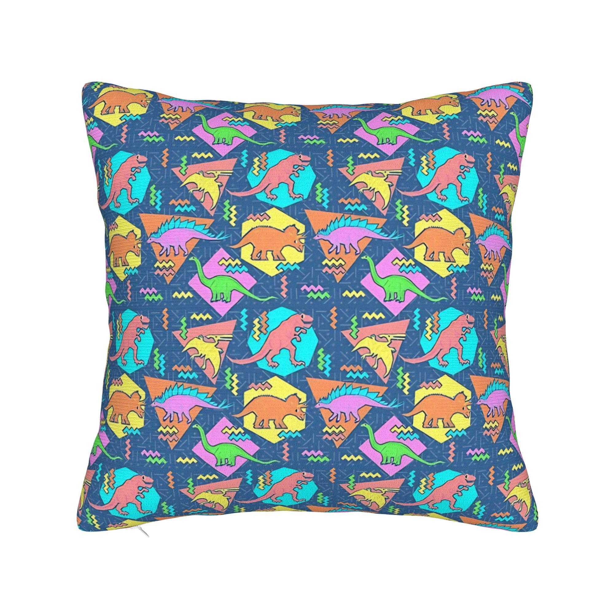 Rainbow Neon Dinosaur Skeleton Pillowcases Fashion Pillow Case For Sofa Bedroom Home Decor Graphic Pillow Cover 30x30cm 12x12in
