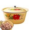 Enamel Mixing Bowl With Lid Retro Vintage Enamel Bowl Vegetable Container Pot Enamel Ware Enamels Soup Basin Container for Rice