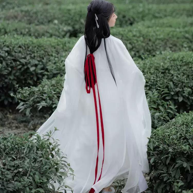 Elegant Chinese Traditional Hanfu Set, Flowing Wide Sleeve Robe with Trailing Straight Hem, Cold Style Fairy Photography Outfit