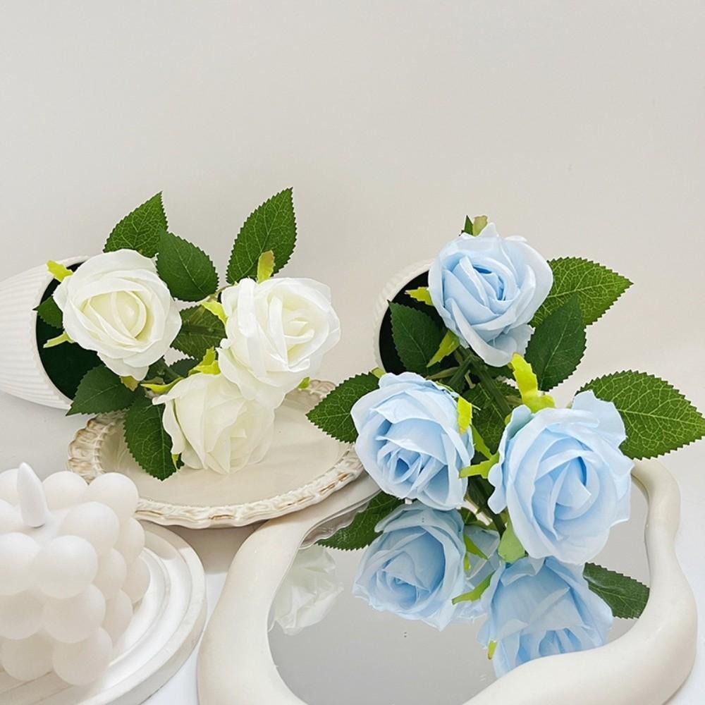 Multi-Bloom Artificial Faux Plants Simulated Bonsai New Artificial Rose Potted Flowers  Home Decor