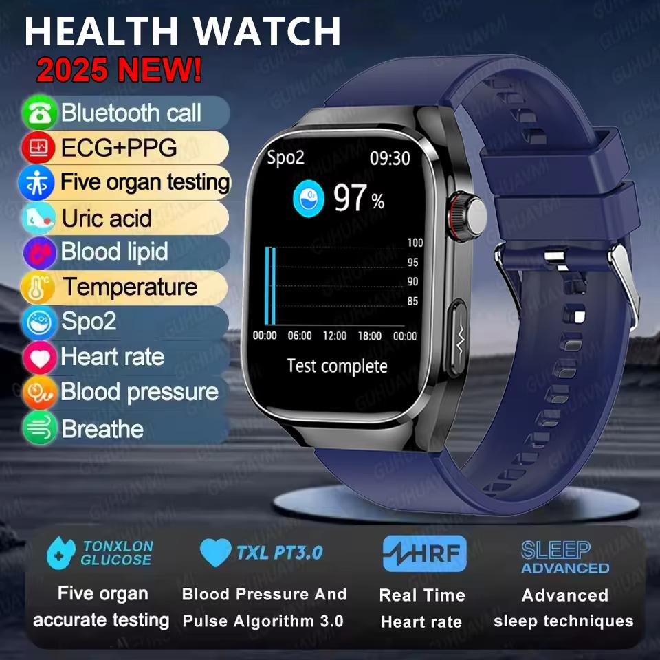 2025 New Health Glance ECG AI Diagnosis Smart Watches Men Heart Rate Blood Pressure IP68 Waterproof Smartwatches For HUAWEI IOS