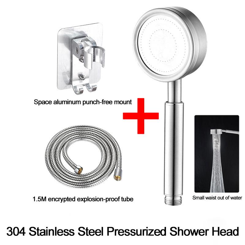 Bathroom 304 Stainless Steel Shower Head Small Waist Pressurized Handheld Nozzle Household Bathroom Shower Head Accessories