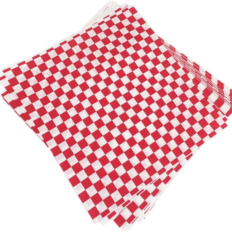OIMG Red & White Plaid Oil-Resistant Food Paper Liners