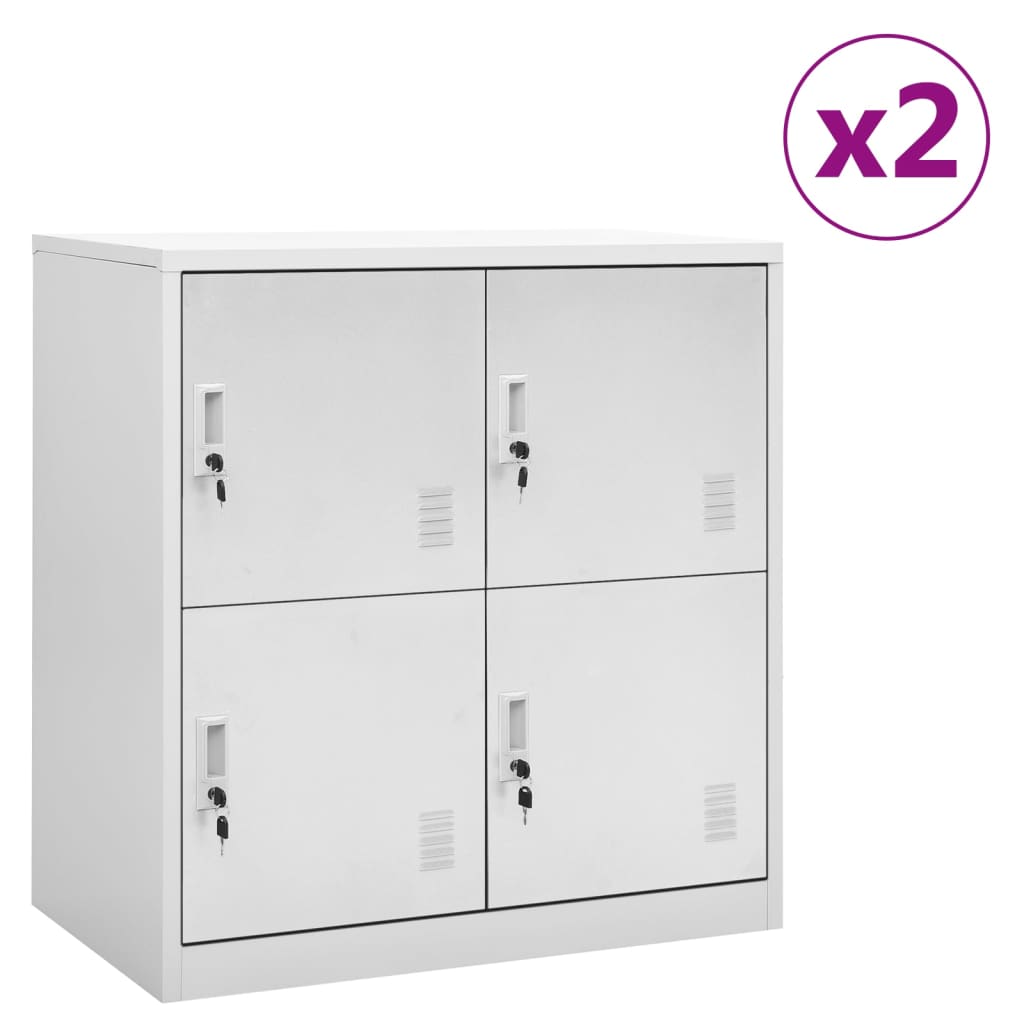 Vidaxl Szafki Zamykane, 2 Szt., Jasnoszare, 90X45X92,5 Cm, Stalowe