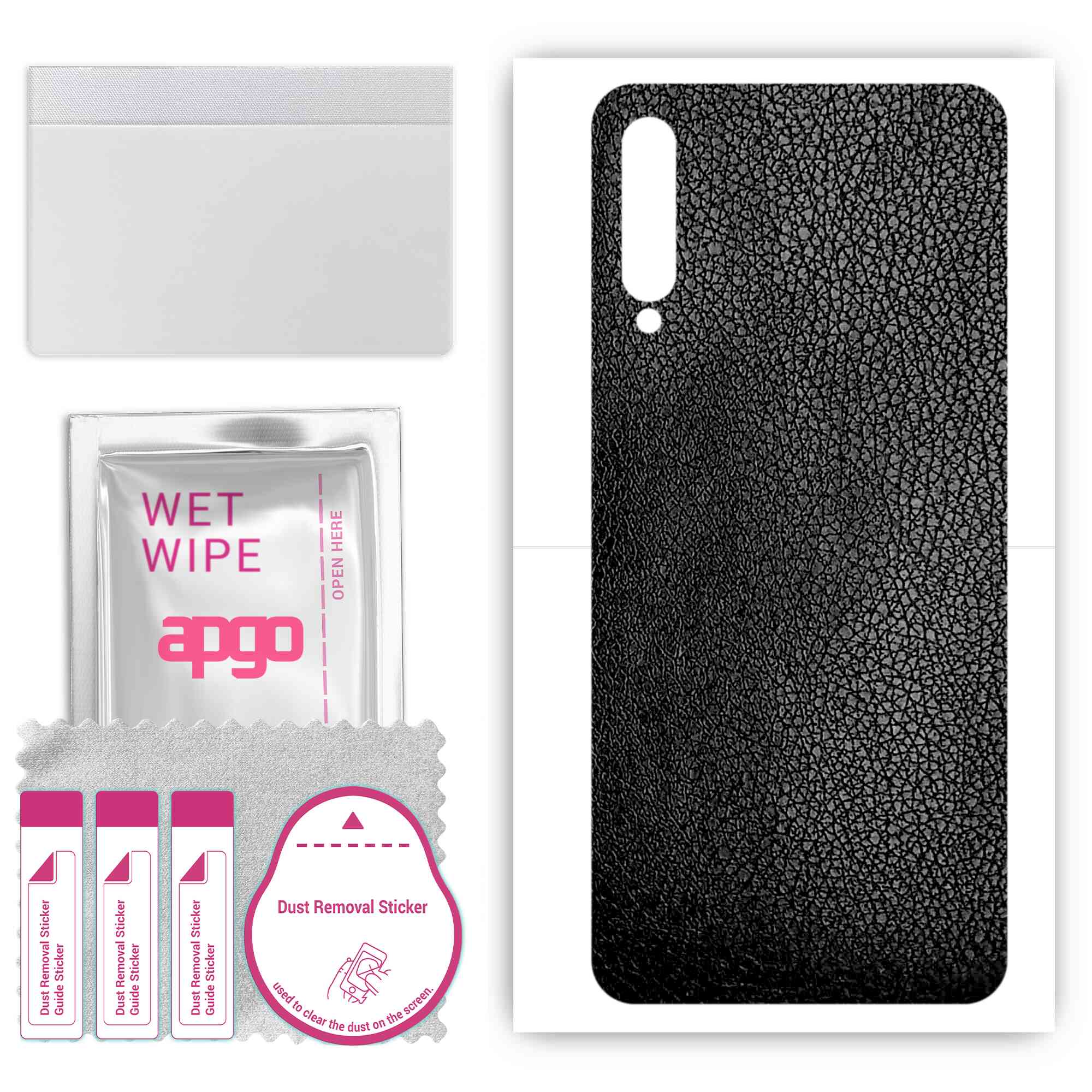 

apgo Protective Skin Sticker for the back compatible with Honor 9X Pro, Wrap Film, Foil, Vinyl - Pattern Black Leather