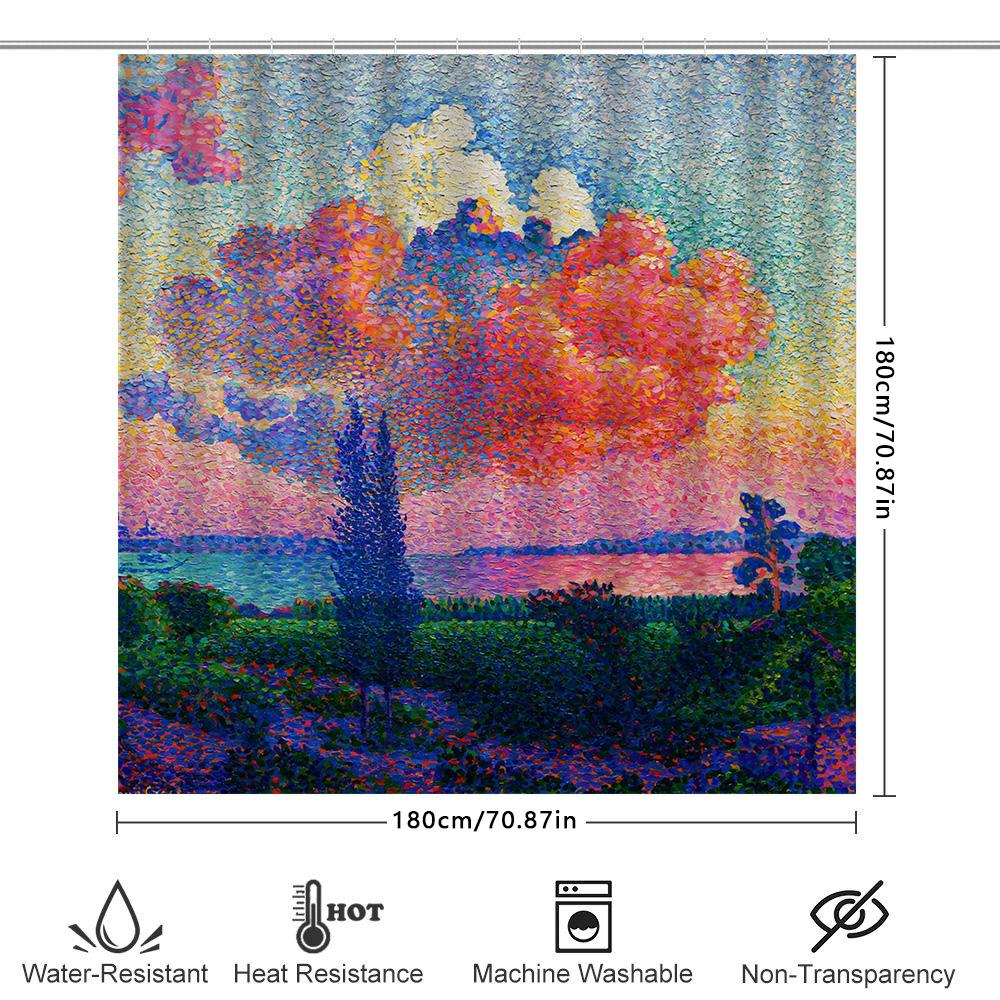 Artistic Shower Curtain Modern Decorative Watercolor Pattern With Rainbow Colors Perfect For Home Bathroom Decoration