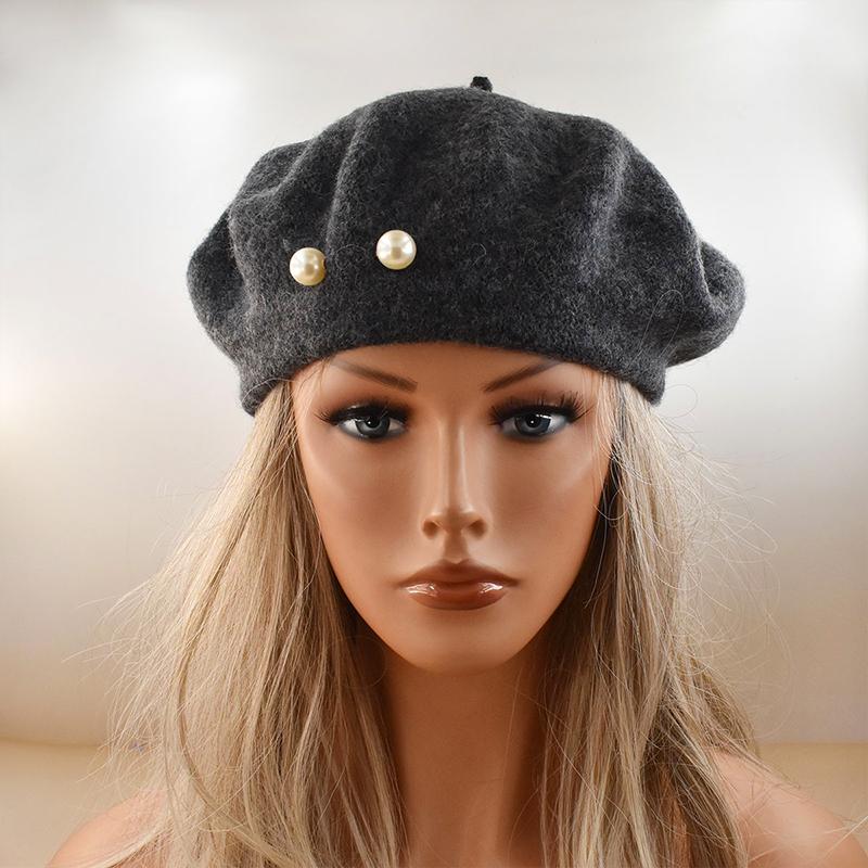 56cm Malířská čepice Lehký Perlový Baret Retro Kšiltovka Vintage Tenká Vintage Vlna Francouzská Dámská Podzimní