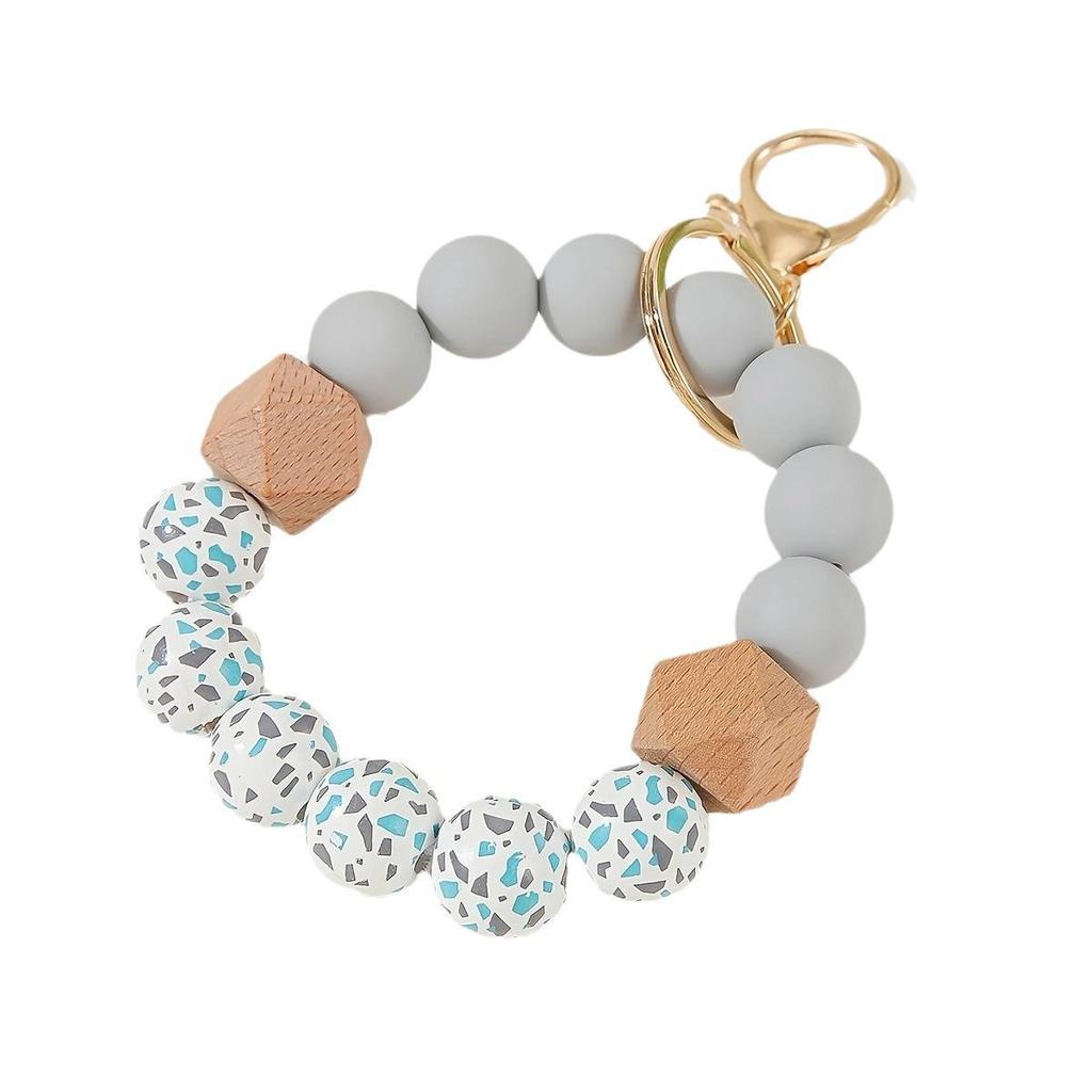European & American Style Silicone Bead Keychain Bracelet Pendant