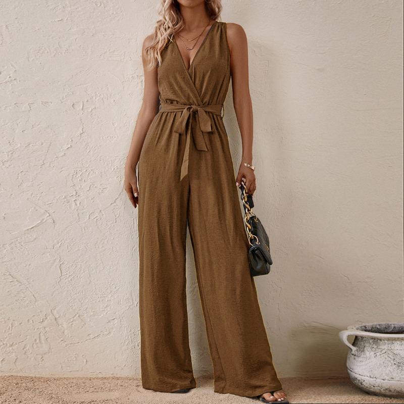 Women's New Halter Jumpsuit Straps High Waist Sleeveless Jumpsuit Fashion Casual Suit