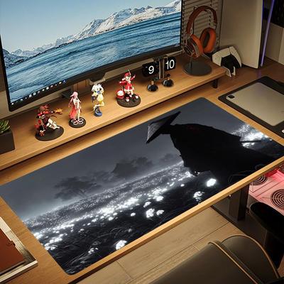 XXL Large Gaming Mouse Pad Musashi Miyamoto Japanese Ronin Katana Mountain Ink Art Desk Mat Non-Slip Rubber Keyboard Mouse Mats