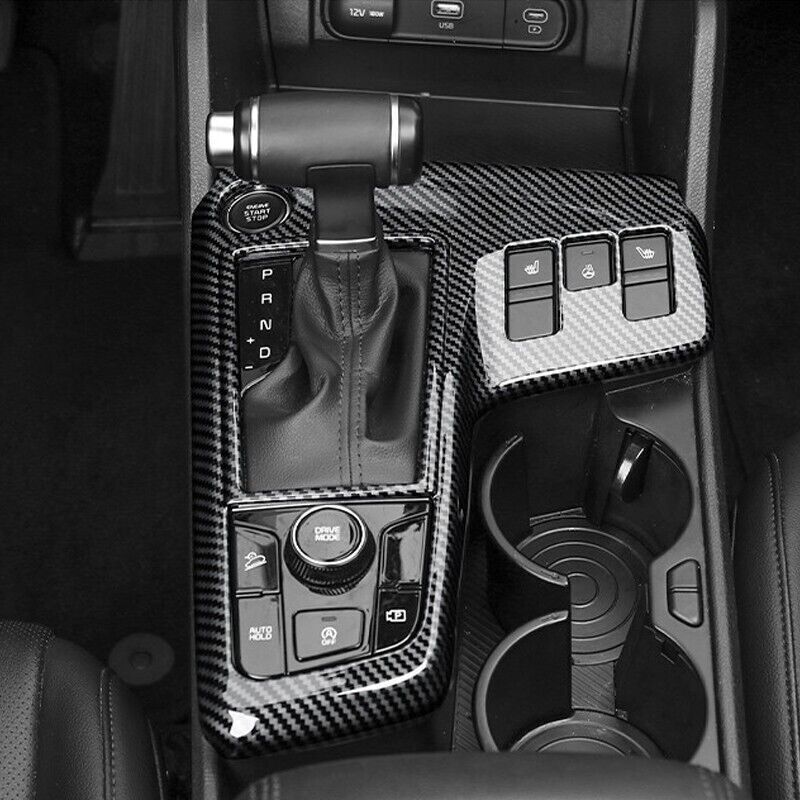 For LHD Kia Sportage NQ5 2025 2025 ABS Carbon Fiber Look Car Center Control Gear Shift Panel Cover Trim Sticker Interior Auto