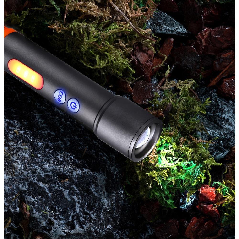 White Laser LED Flashlight COB Sidelight Rechargeable Zoomable Flashlight Waterproof Multicolor Lenses Brightest Flashlights