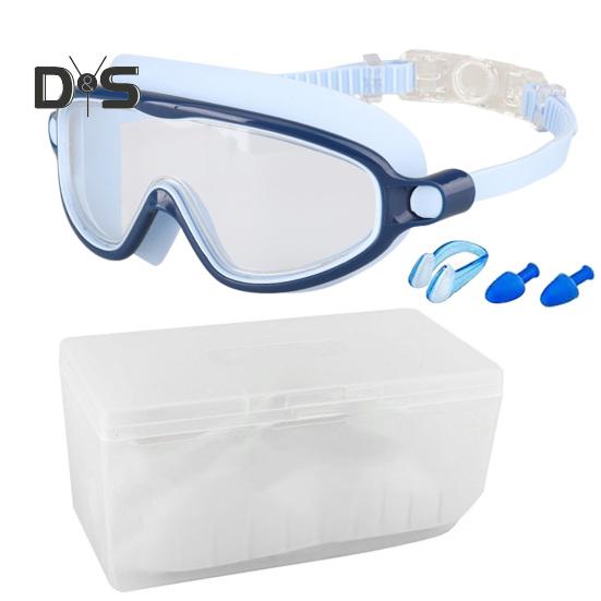 

Очки для плавания с наушниками, регулируемый дизайн, водонепроницаемые, прозрачные, противотуманные, для детей темно-синий