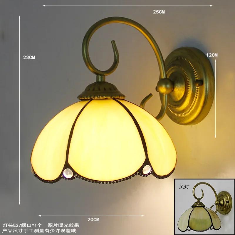 European-style Retro Aisle Corridor Balcony Bedside Glass Wall Lamp Tiffany Stained Glass Pastoral Mirror Front Lighting