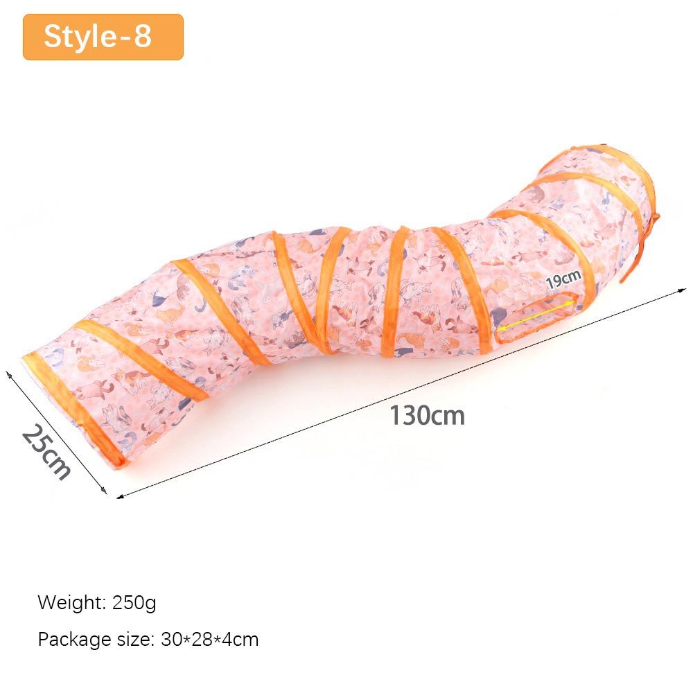 Cartoon Polyester+Steel Wire Cat Tunnel Tube Foldable Training Interactive Cat Nest Breathable Cat Maze Tunnel Rabbit