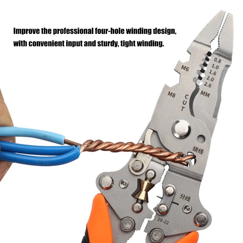 Wire Crimping and Cutting Pliers, Manual Stripper Tool with Grip Head, Fold Lock Storage and Controlled Handling for Repair Work Use