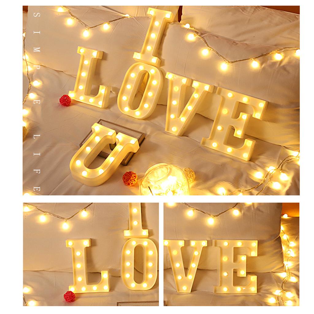 Wedding Decorative 26 Alphabet Name Letter LED Lights Luminous Number Lamp Romantic Theme Home Party Bedroom Decor Night Light