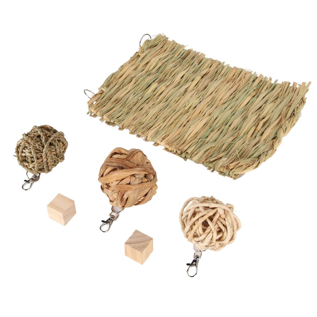 Rabbit Grass Mat Relieve Boredom Healthy Detachable Durable Hamsters Chew Toys Set for Home