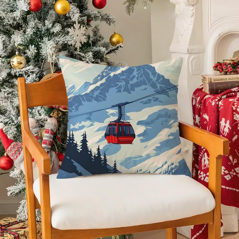 Ski Resort Prop Pillow Case Silky elegant Comfort Sofa Bed Invisible zipper