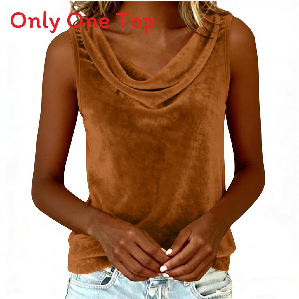 Polyester Velvet Sleeveless Vneck Tank Top For Summer Casual Wear