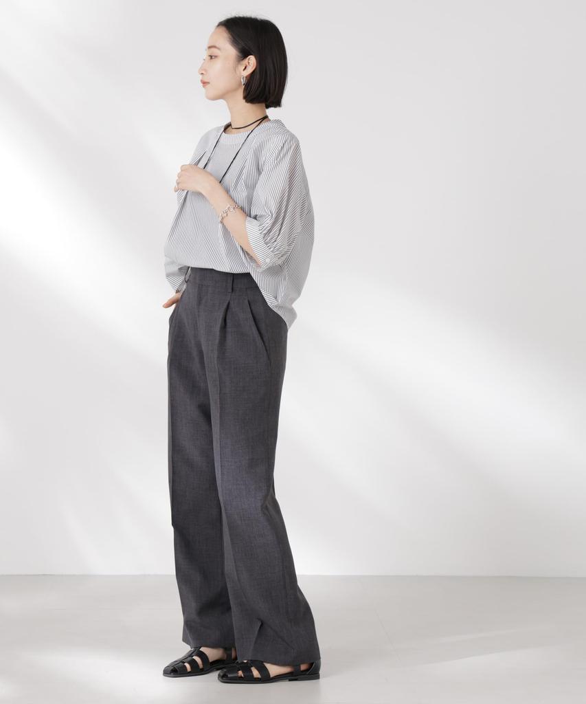 Nano Universe Volume Sleeve Tuck Size F Pattern Women's Blouse, (360cm), 1, 673-5121326