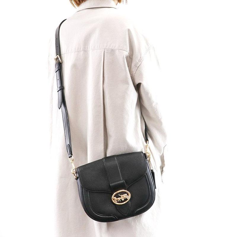 Coach Georgie 21 Karosserie-Schnalle Abnehmbarer Schultergurt Leder Wein Gott Tasche Unterarm Satteltasche Crossbody Kleine Damen Taschen Schwarz C3241-IMBLK