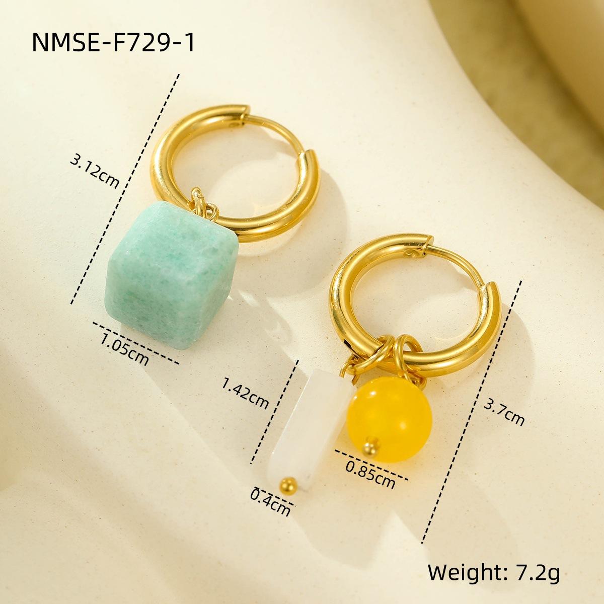 GEMCHIC Women s Stainless Steel Geometric Natural Stone Earrings Light Luxury Fashion Earrings for Women