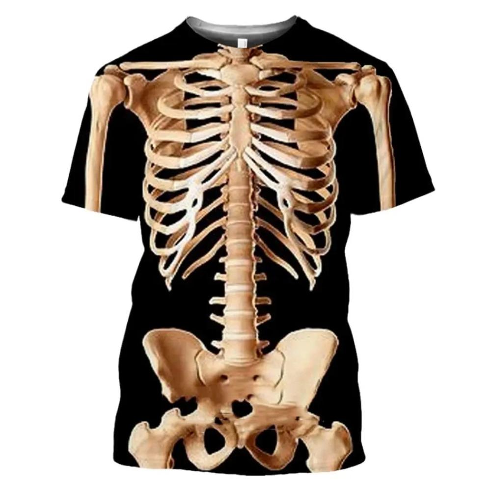 Male Skeleton Internal Organs 3D Printing T Shirt Men Human Structure Diagram Summer Short Sleeve T-shirt Funny Tops Tee Clothes