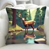 Office Living Room Sofa Cushion Cover Luxury Home Decoration Pillow Cover Cartoon Forest Animal Sika Deer Pattern