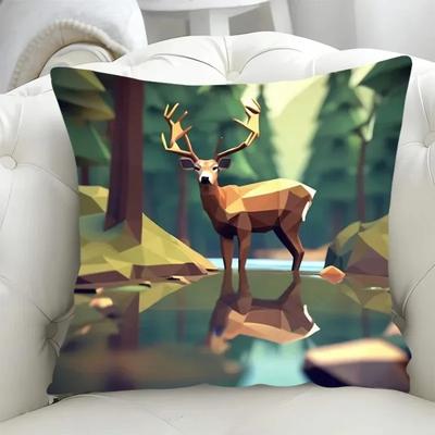 Büro Wohnzimmer Sofakissenbezug Luxus Heimdekoration Kissenbezug Cartoon Waldtier Sika Hirsch Muster