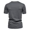 Men's Casual Short-Sleeve Henley T-Shirt: Solid Color, Loose Fit, Three-Button Collar