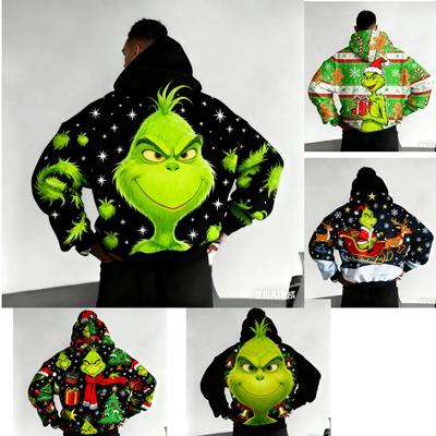 אופנה גברים נשים קפוצ'ונים חג המולד ירוק מפלצת הדפס קפוצ'ונים סוודר משפחה מסיבת חג המולד חולצת טי קפוצ'ונים לילדים טופ ביגוד חיצוני